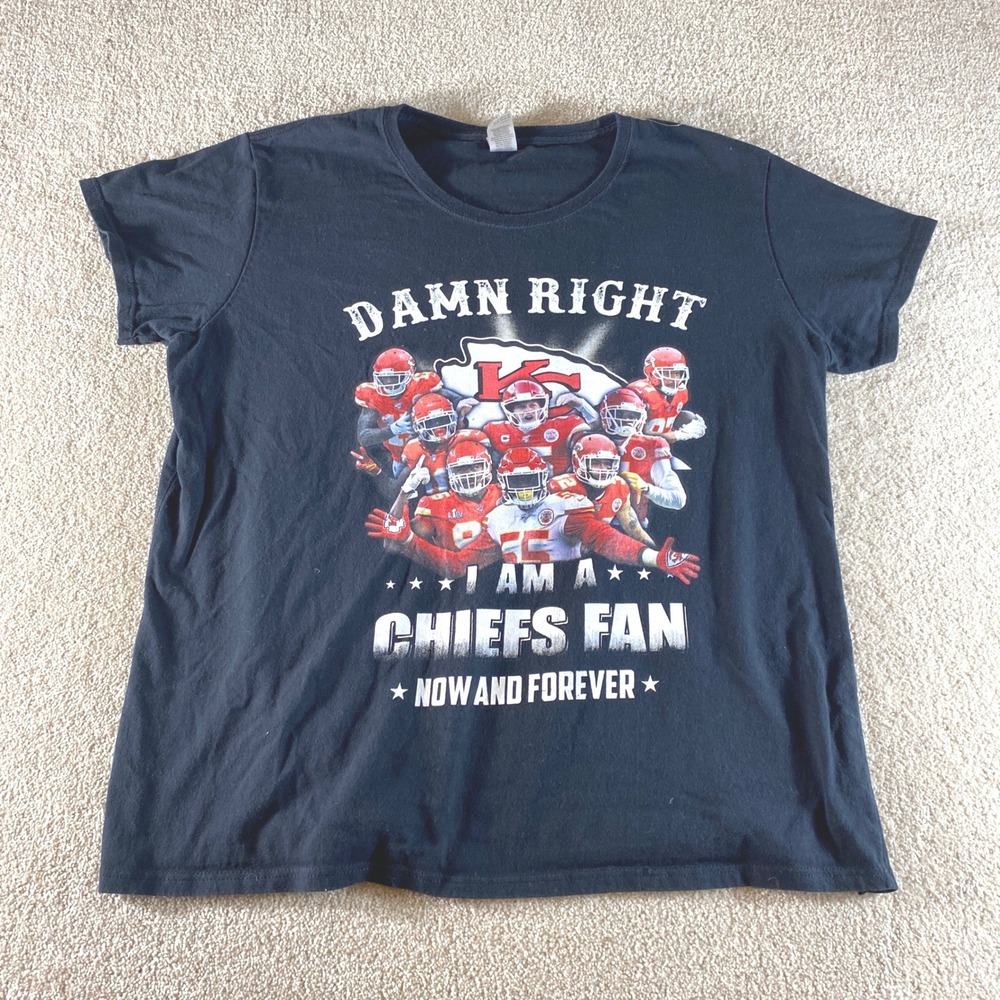 Gildan Kansas City Chiefs Shirt Womens 2XL Black Graphic Football Fan Tee